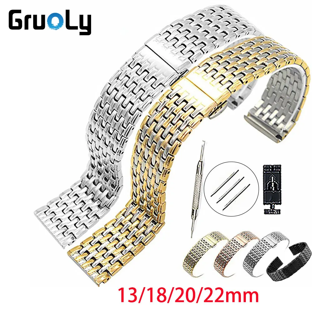 13mm 18mm 20mm 22mm Universal Wrist Band Solid Stainless Steel Watch Band For Longines La Grande Bracelect Replace Strap Belt
