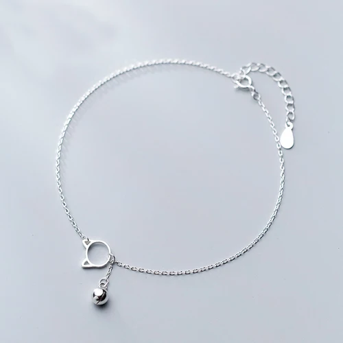 MloveAcc 여성용 스털링 실버 주얼리, 925 스털링 실버, 술 고양이 벨 참 발찌, 패션 발찌, 신상  Best5