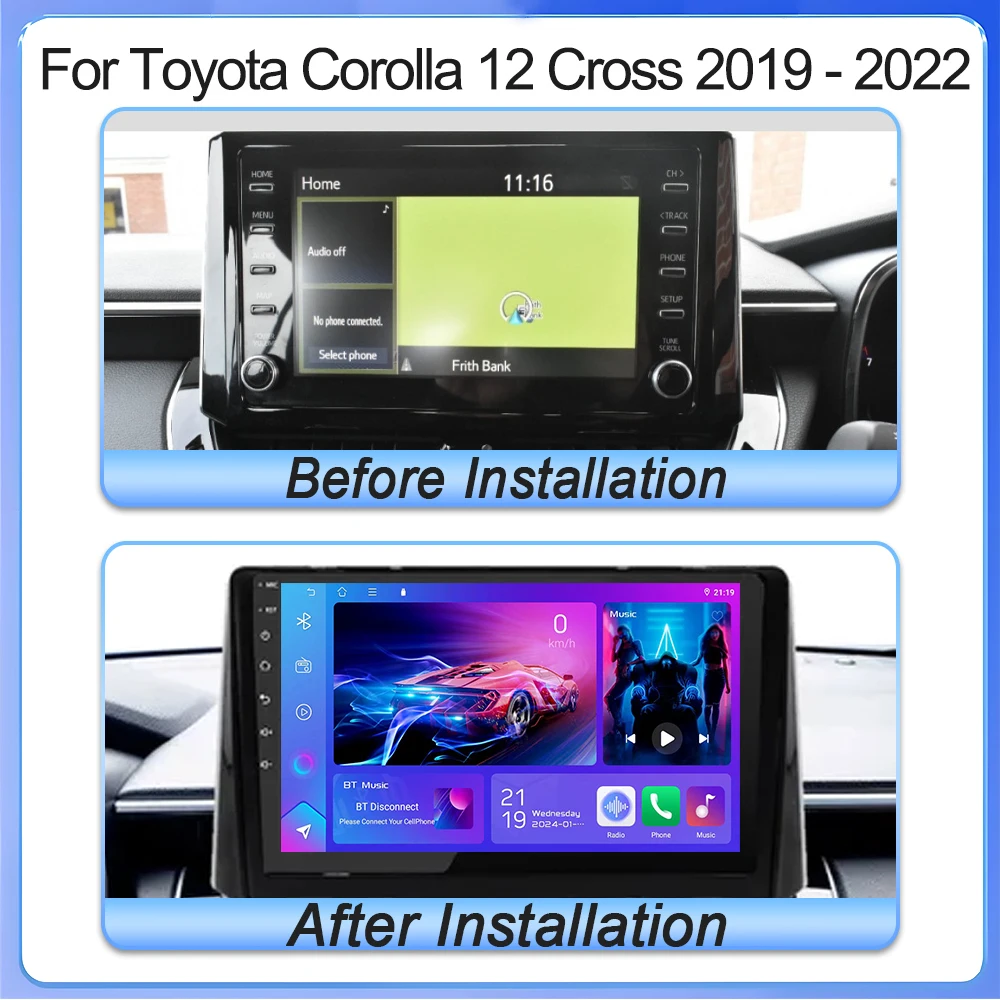 Multimedia Player For Toyota Corolla 12 Cross 2019 - 2022 Carplay Android Auto Car Radio Stereo 5G Wifi GPS DSP 48EQ 2 Din WIFI