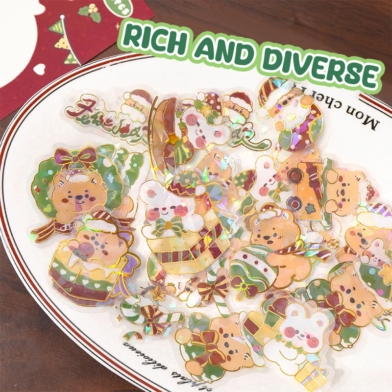 30 แผ่นการ์ตูนน่ารักสติกเกอร์ตกแต่งคริสต์มาสแฟชั่น DIY โทรศัพท์มือถือถ้วยน้ําสติกเกอร์ตกแต่งของขวัญ