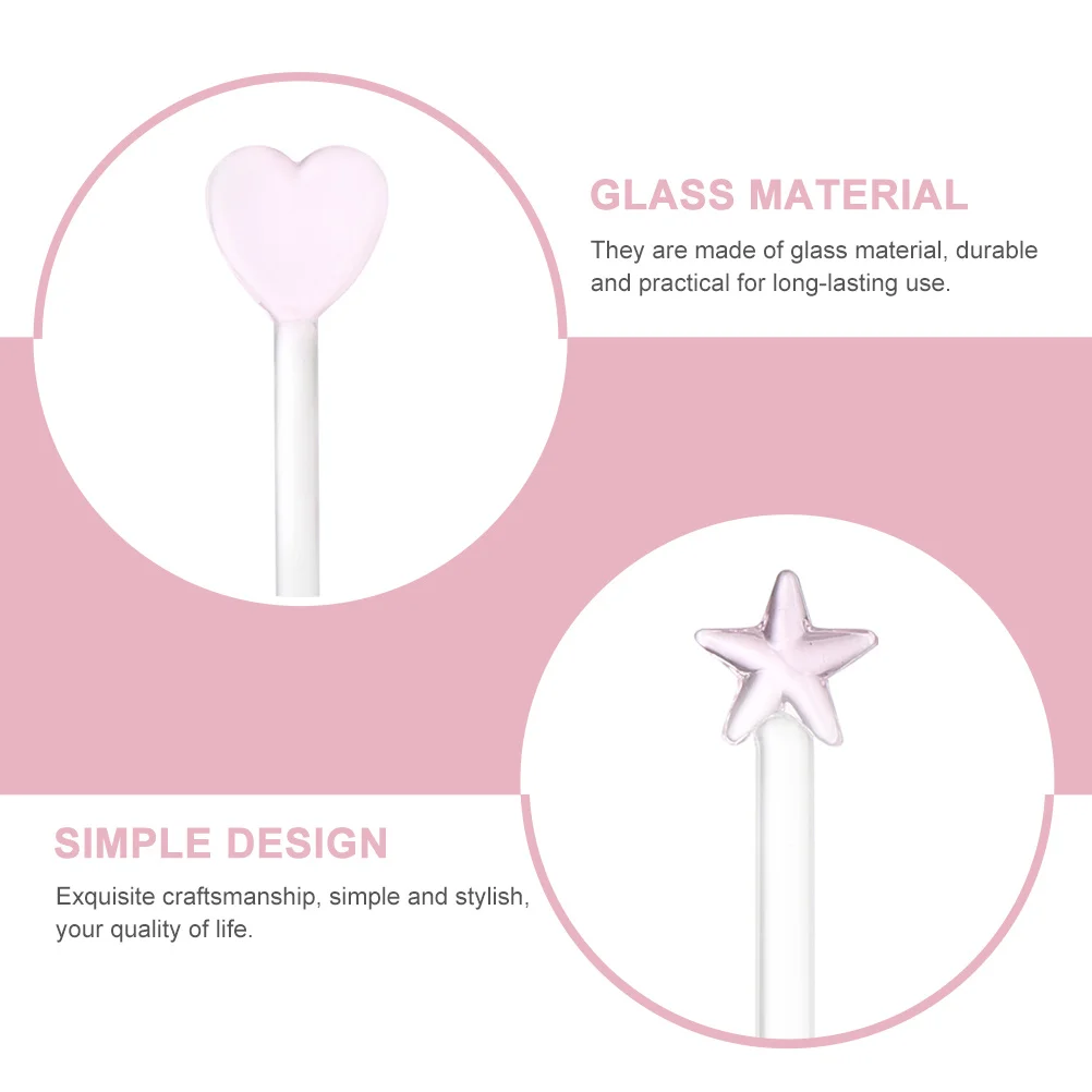 

6Pcs Transparent Glass Cocktail Stir Stick Bar Mixing Rod Wine Stirrer Multi-Functional Drink Stirrer Swizzle Stick