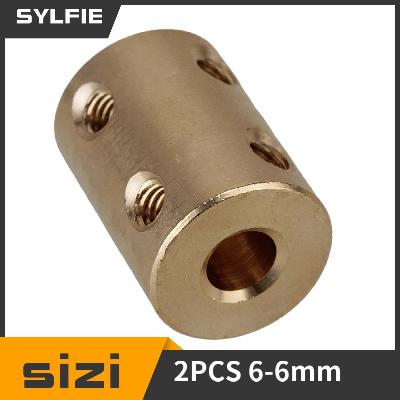 2pcs 6 x 6mm Brass Coupling Rigid Shaft Coupling Motor Accessories Golden Tone