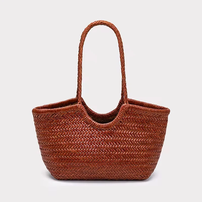 

2025 Luxury Braided Leather Shoulder Bags Real Cow Leather Weave Tote Bag Large Capacity Handbag Women Bag for Women