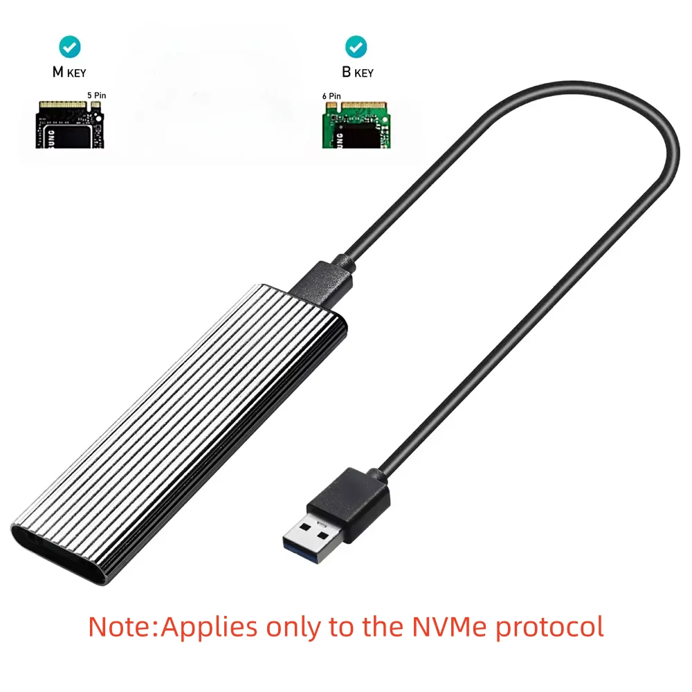 Boîtier SSD M2, boîtier NVME M.2 vers USB 3.1, adaptateur SSD pour clé NVME PCIE M/B 2230/2242/2260/2280 pour NVME PCIE