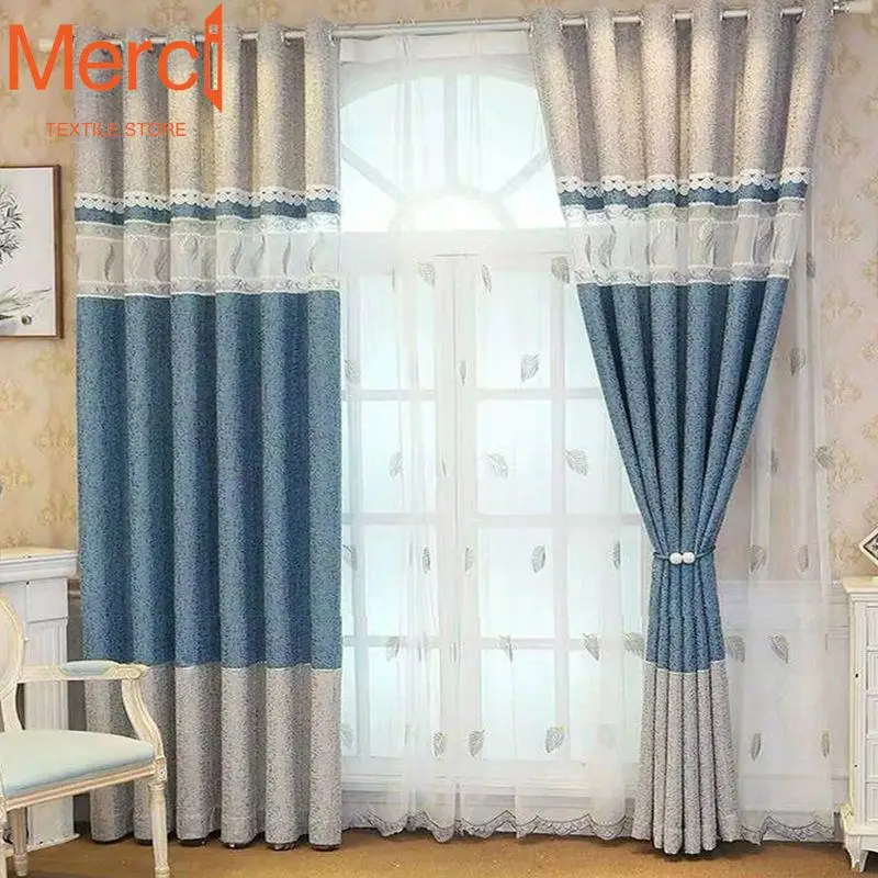 Nordic Simple Modern Self-installed Splicing High Blackout Curtains for Living Room Bedroom Balcony Study Room Thickened Custom