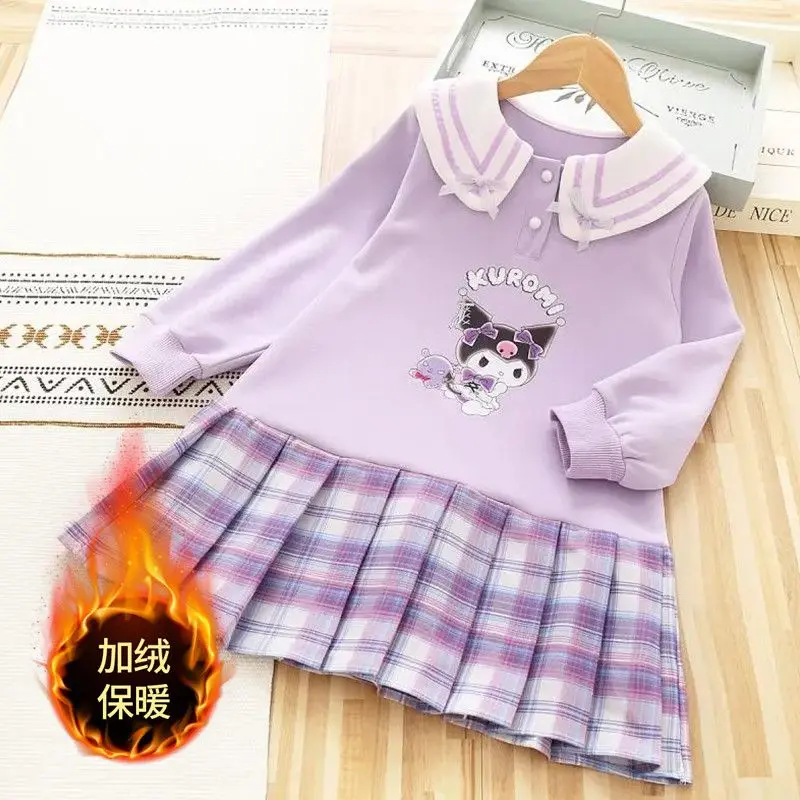 

Kawaii Kulomi My Melody Sanrio Children Lovely Cartoon Comfortable Warm Dress Fleece Hoodie Skirt Christmas Gifts for Kids