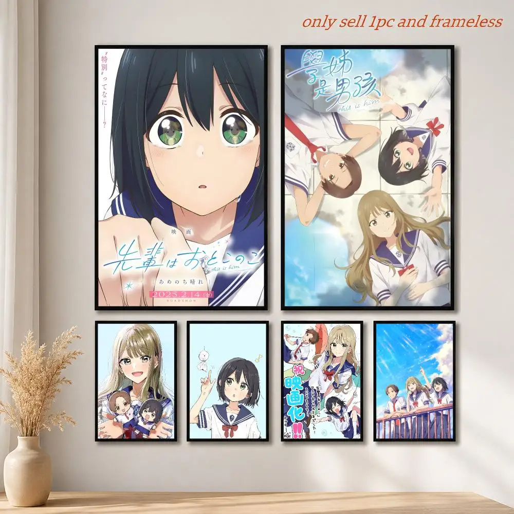 Comic S-Senpai wa Otokonoko Poster Mural HD Wall Decals for Bedroom Living Room Home Self-Adhesive Decor Gift