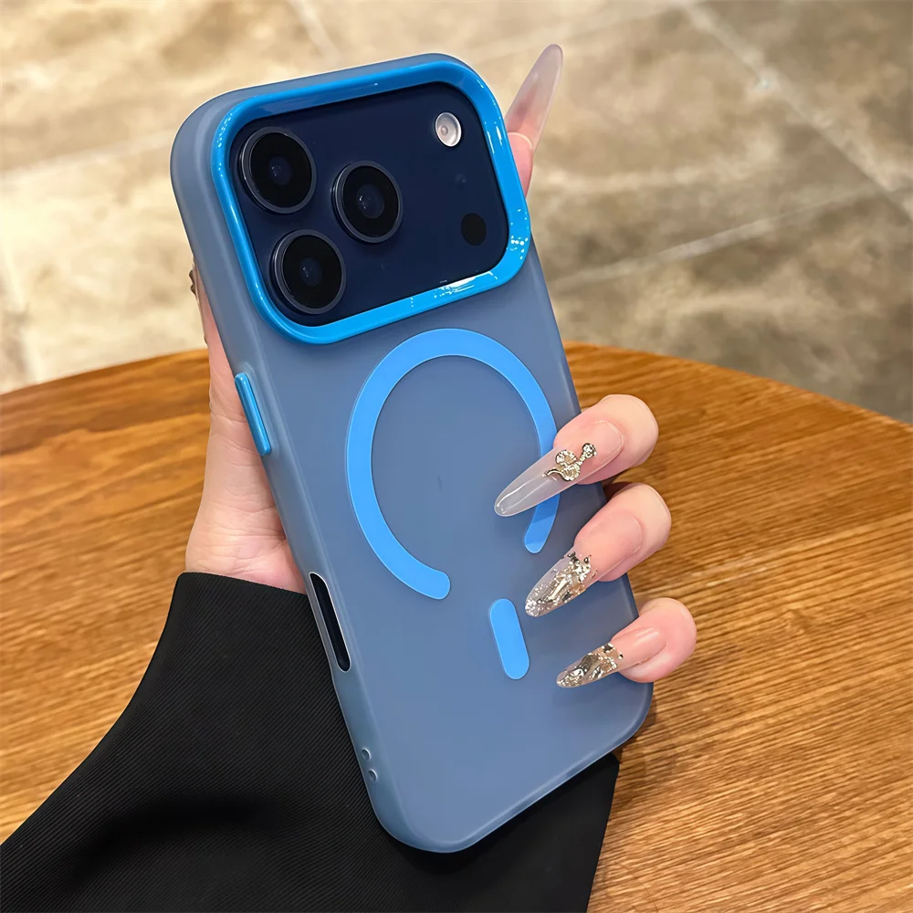 Funda magnética mate de doble capa para teléfono Mgasafe, funda de Color caramelo para iPhone 17 Air 16 15 14 13 12 11 Pro Max Plus