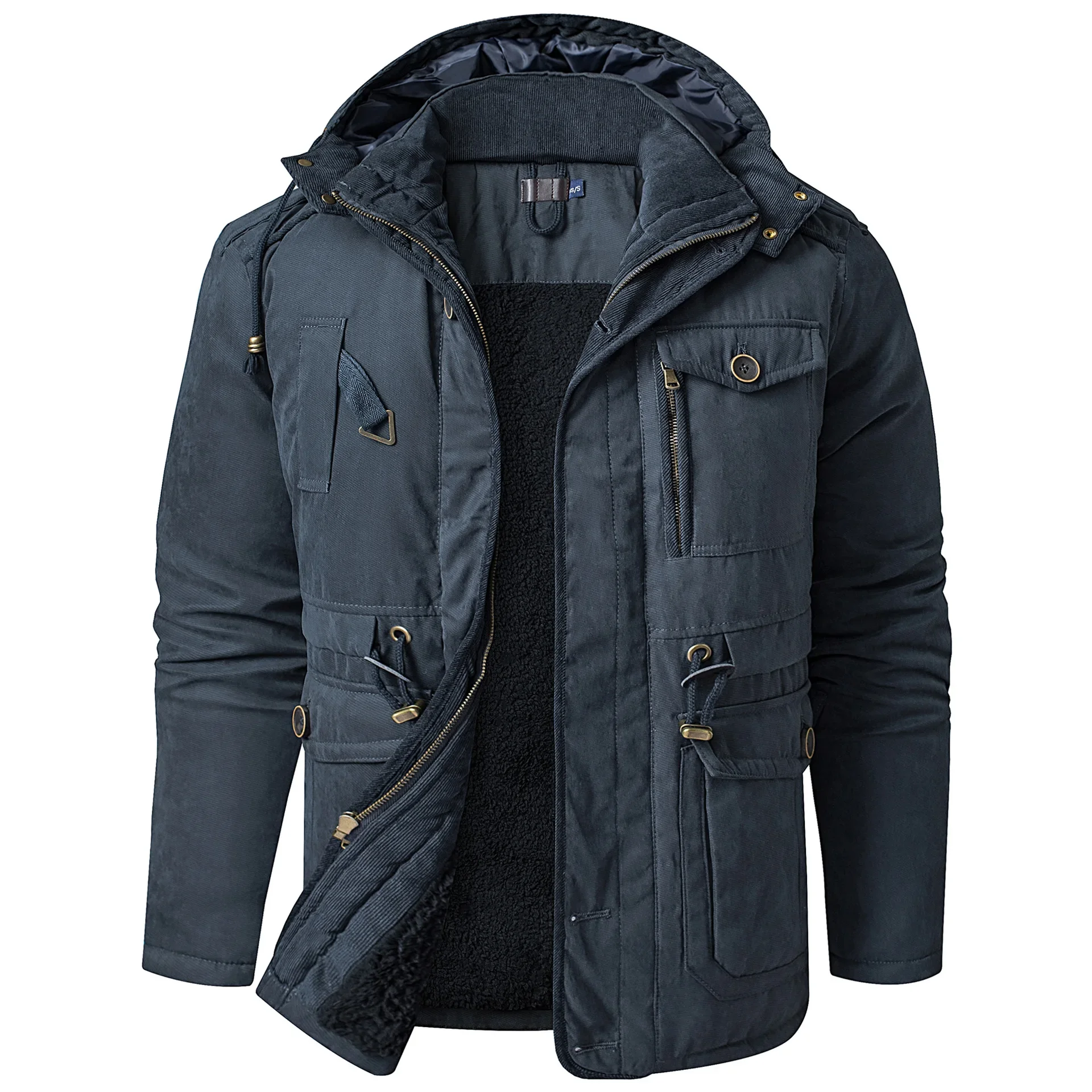 Chaqueta de lana con capucha para hombre, Parka masculina de marca de alta calidad para exteriores, abrigo informal grueso de Cachemira, novedad de 2024