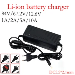 12V 60V 72V 3A 5A 10A Charger 3S 16S 20S Li-ion Battery Pack 12.6V 67.2V 84V 1A 2A 5A Intelligent Fast Charging US/EU/AU/UK Plug