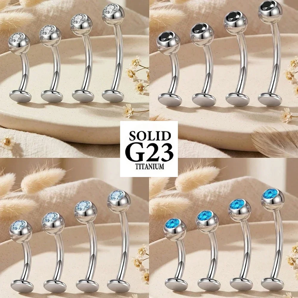 Floating Titanium Belly Button Rings Colorful Diamond G23 Titanium Internally Threaded Belly Ring 14G Belly Piercings