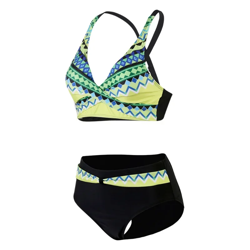 Conjunto de Bikini con estampado para mujer, bañador Sexy de cintura alta, ropa de playa con realce, traje de baño de dos piezas, novedad de 2024