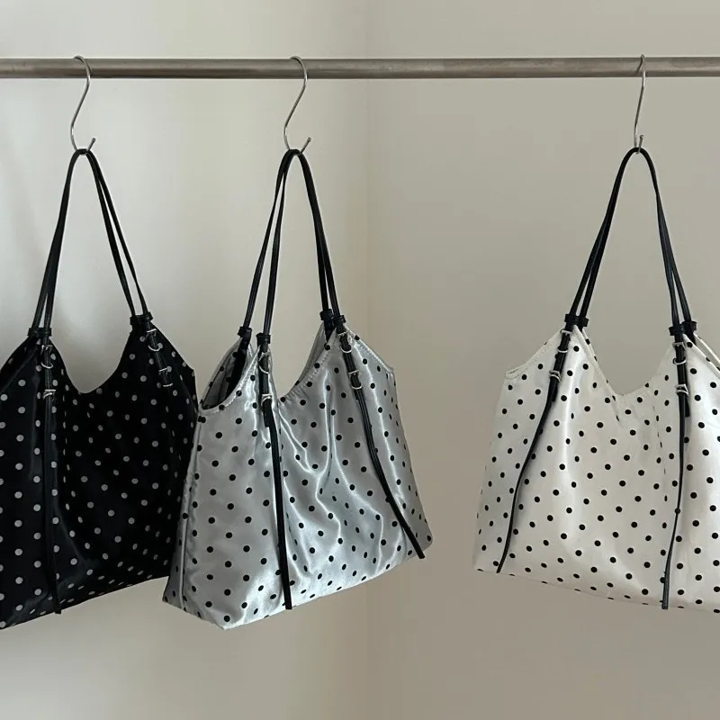 موضة دوت حمل المرأة حقيبة سعة كبيرة حقيبة كتف الحرير عالية الجودة المتسوق المحافظ مصمم حقائب للنساء حقائب التنقل #2