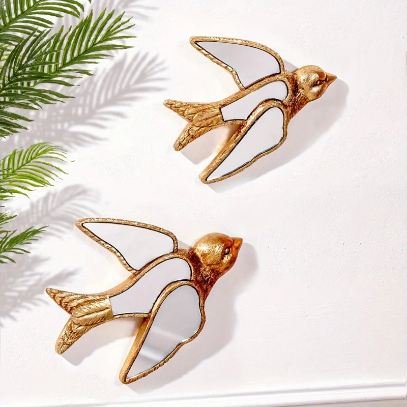 Wall Decoration Mirror-inlaid Resin Swallow Interior Wall Warm Decoration Wall-mounted Statue Home Decor Украшения Стен