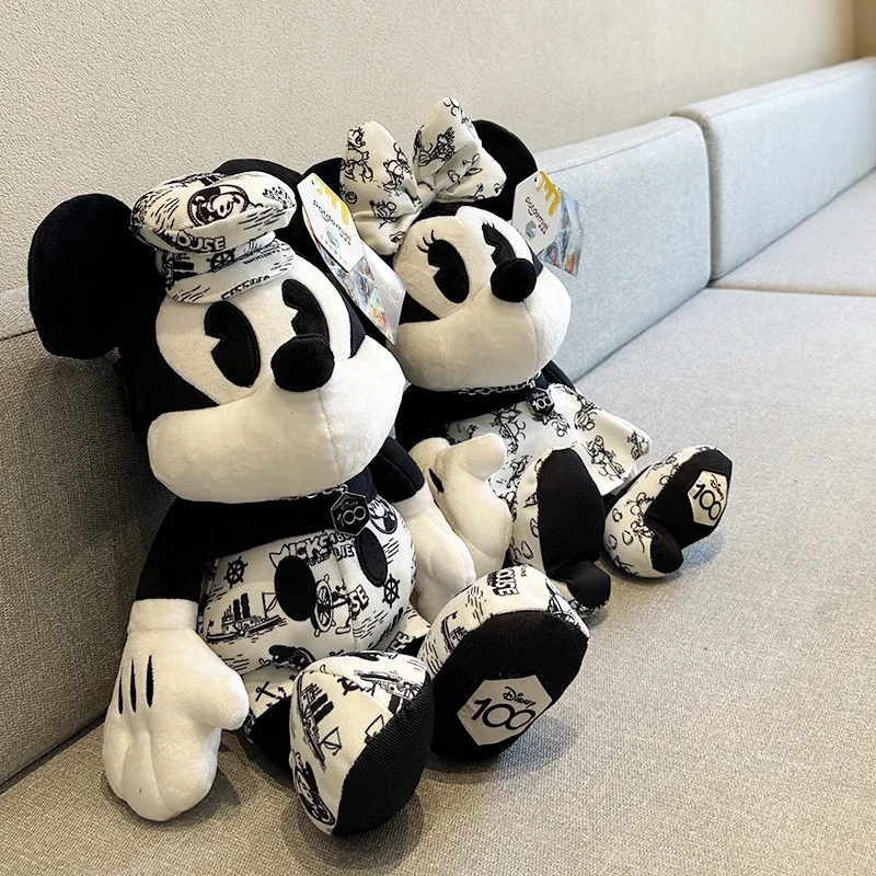 

Disney 100th Anniversary Minnie Mickey Doll Plush Toy Wearing Flower Skirt Mickey Mouse Doll Cloth Doll Kawaii Blessing Gift