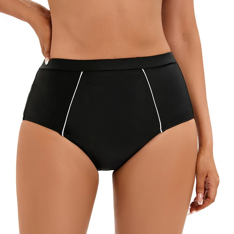 

New Triangle Swimsuit Women's Swimming Shorts Hight Waist Bikini Bottom Briefs Long Swim Quick Dry Swimwear Short Black
