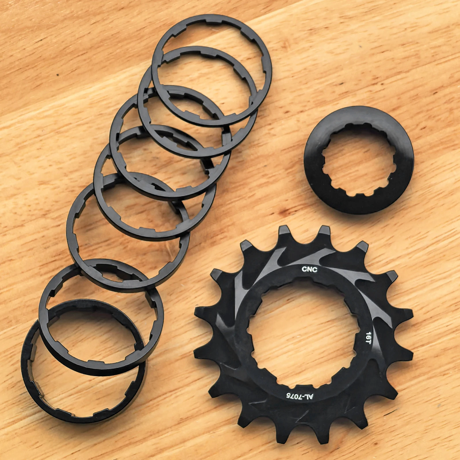 

HG 16T MTB Road Bike Sprocket Aluminum Alloy MTB Bike Cassette Bicycle Freewheel with Multiple Spacers for HG Hub Cycling Parts