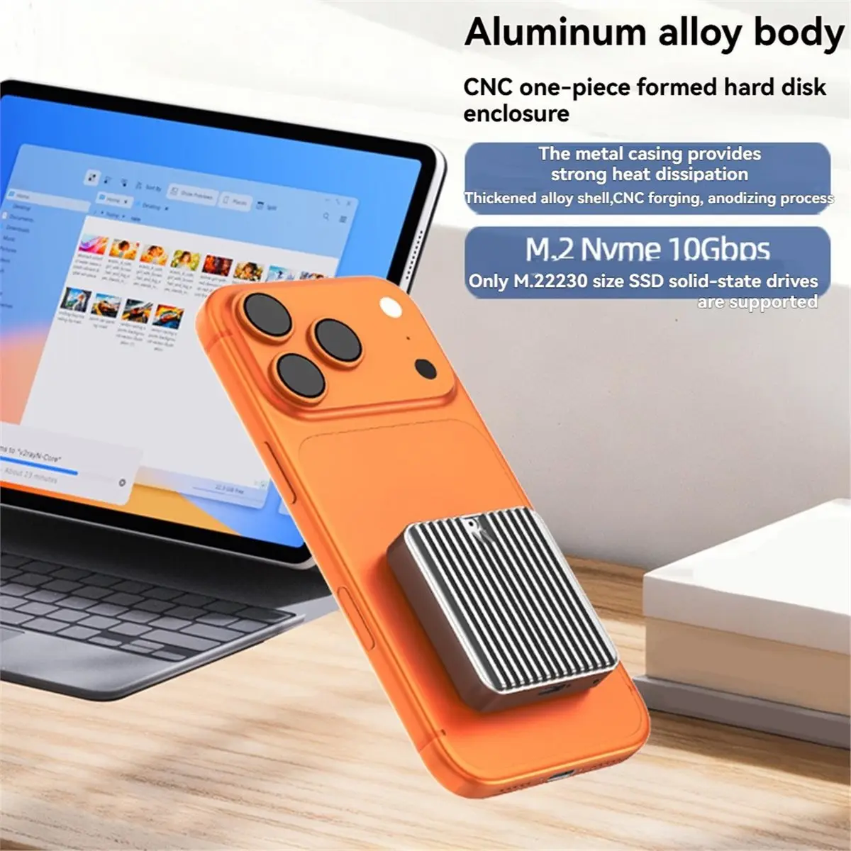 A06R 10Gbp M2 2230 SSD Case NVME SATA Dual Protocol M.2 to USB Type C SSD Adapter for NVME PCIE NGFF SATA SSD Disk Box