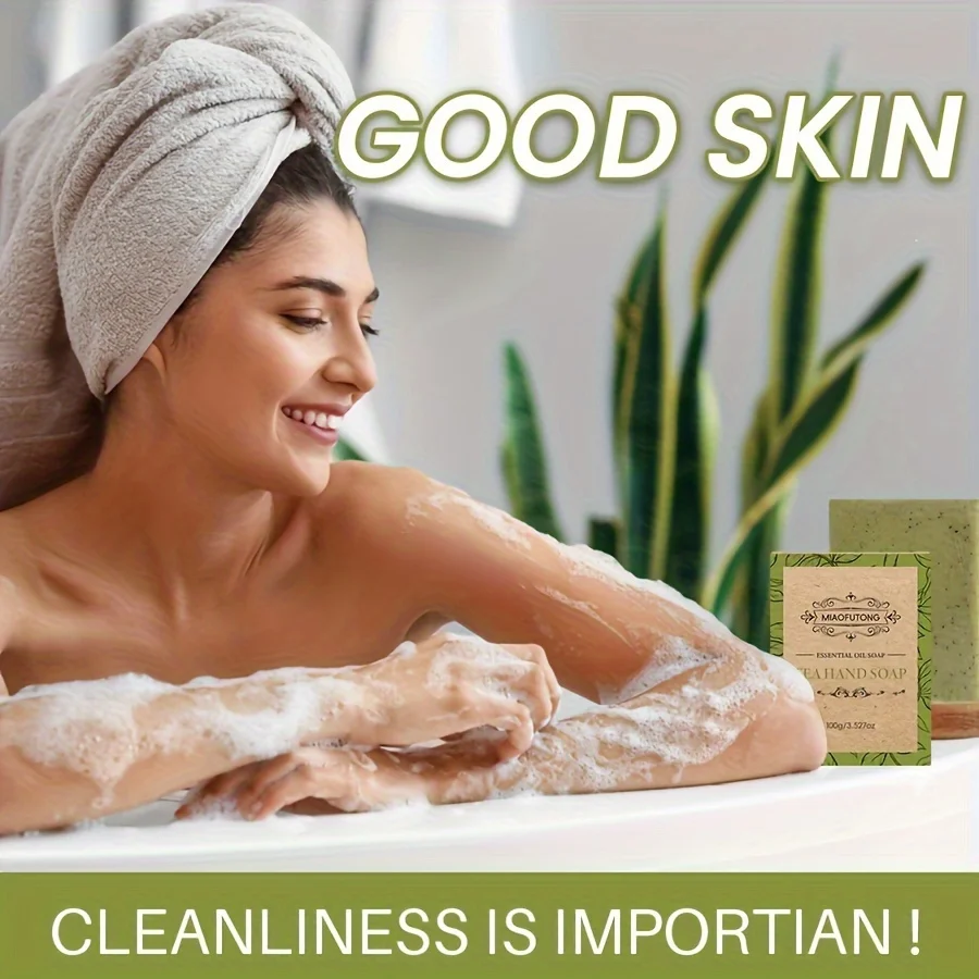 4 عبوات من ألواح صابون اللافندر لشجرة الشاي الطبيعية + شبكة رغوية مجانية، مجموعة هدايا مصنوعة يدويًا لجميع أنواع البشرة #4