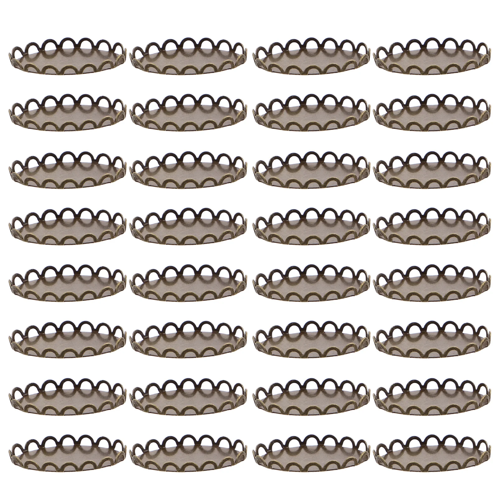 

40Pcs Oval Copper Bezel Trays Jewelry Making Cabochon Blanks Hollow Edge Hairpin Brooch Bezels for Jewelry Making