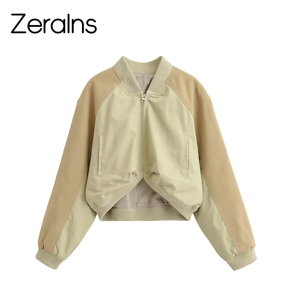 ZERAINS 2026 summer new women's washed effect zipper long sleeved stand up collar pilot jacket jacket