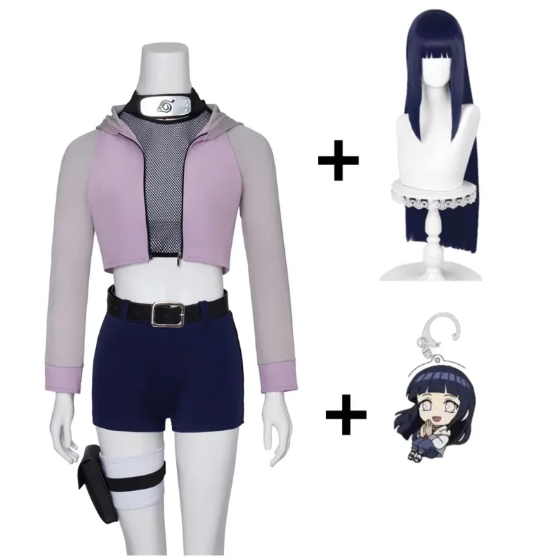 

Хьюга Косплей Костюм ниндзя Хьюга Хината Толстовка с капюшоном Футболка Бандана Комплект аксессуаров Фиолетовый Длинный Симпатичный x;2, f;5.n;