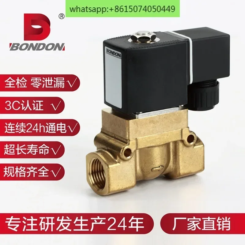 Customized brass two-position two-way solenoid valve high temperature 180 ℃ PTFE seal