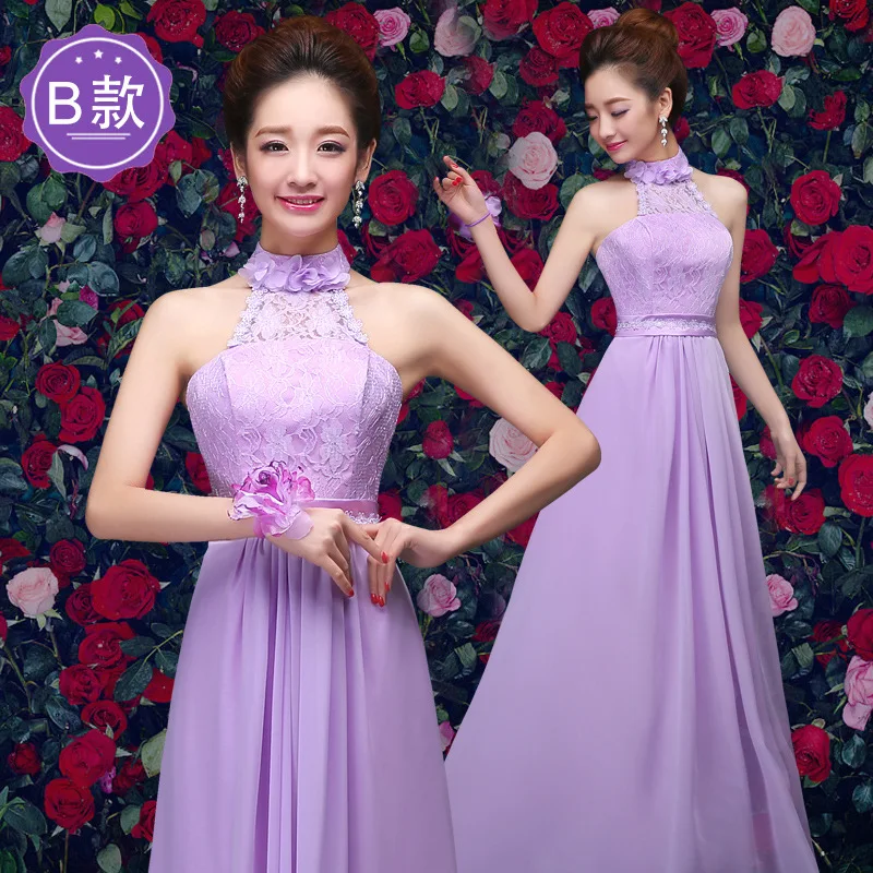 Reject Return 2024 Sweet Memory Chiffon Purple Lilac Bridesmaid Dresses Hand Made Flower Formal Party Robe Graduation Dress Long