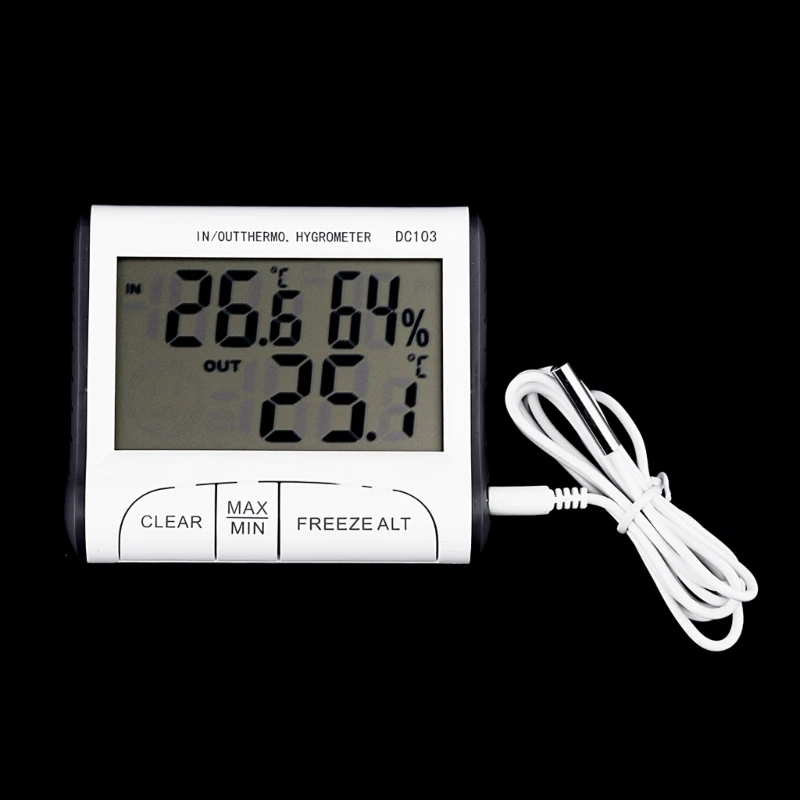 

Electronic Thermometer Hygrometer IndoorOutdoor Temperature Humidity Detector Meter with Probe Dropship