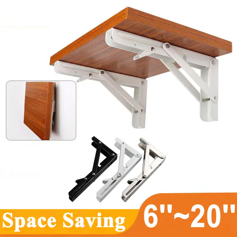 Space-Saving Folding Bracket Table Shelf for Campervan,Motorhome,Caravan,Table, Work Bench,Black,White,Stainless Steel