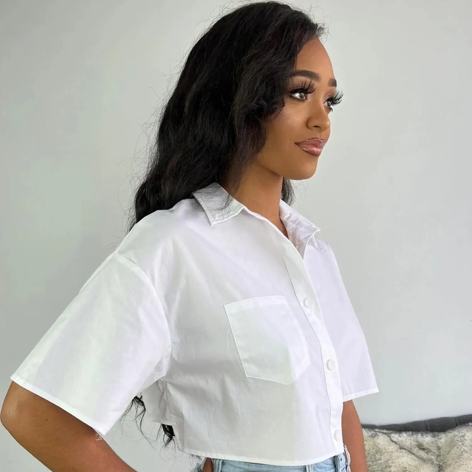 Faionable 캐주얼 ort Sve 여성용 irt OS675 펑크 슬레 스플라이스 폴리에스테르 섬유 칼라 오픈 카디건 여름 신상품 A...