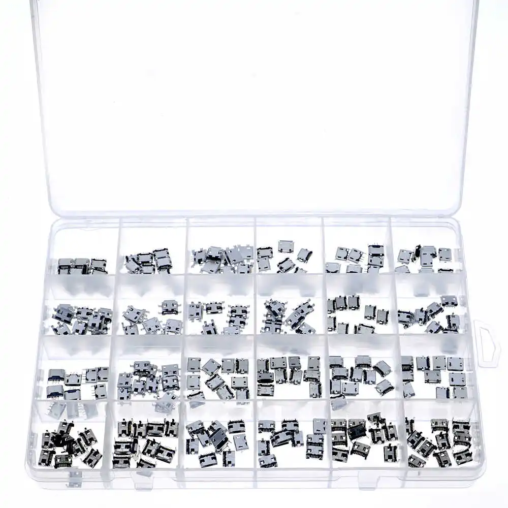 240Pcs 24 Models Micro USB Connector Socket Jack for MP3/4/5 with Box