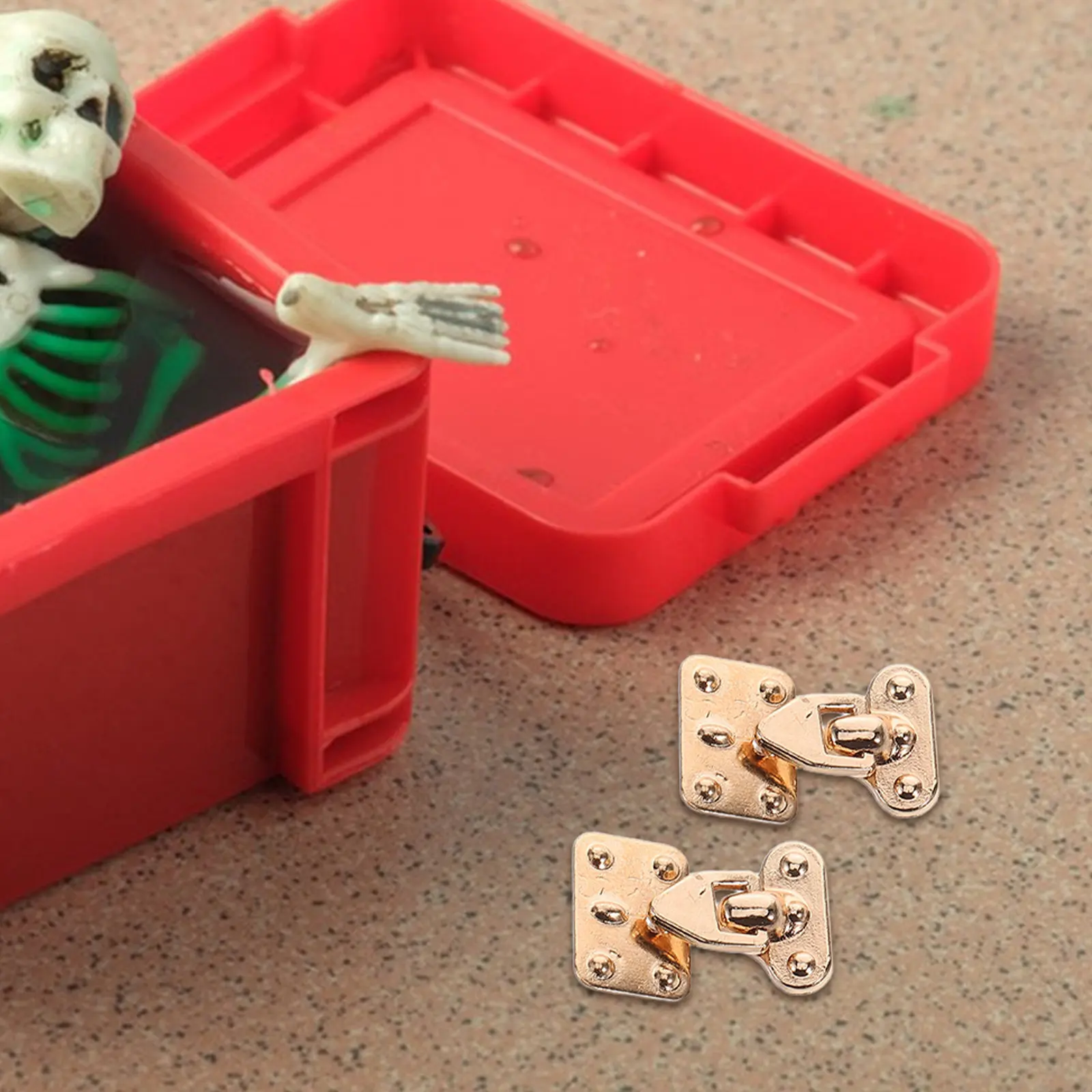4Sets Miniature Metal Clasps Suitcase Locks DIY Tiny Luggage Jewelry Travel Case Dollhouse Accessories Miniature Clasps