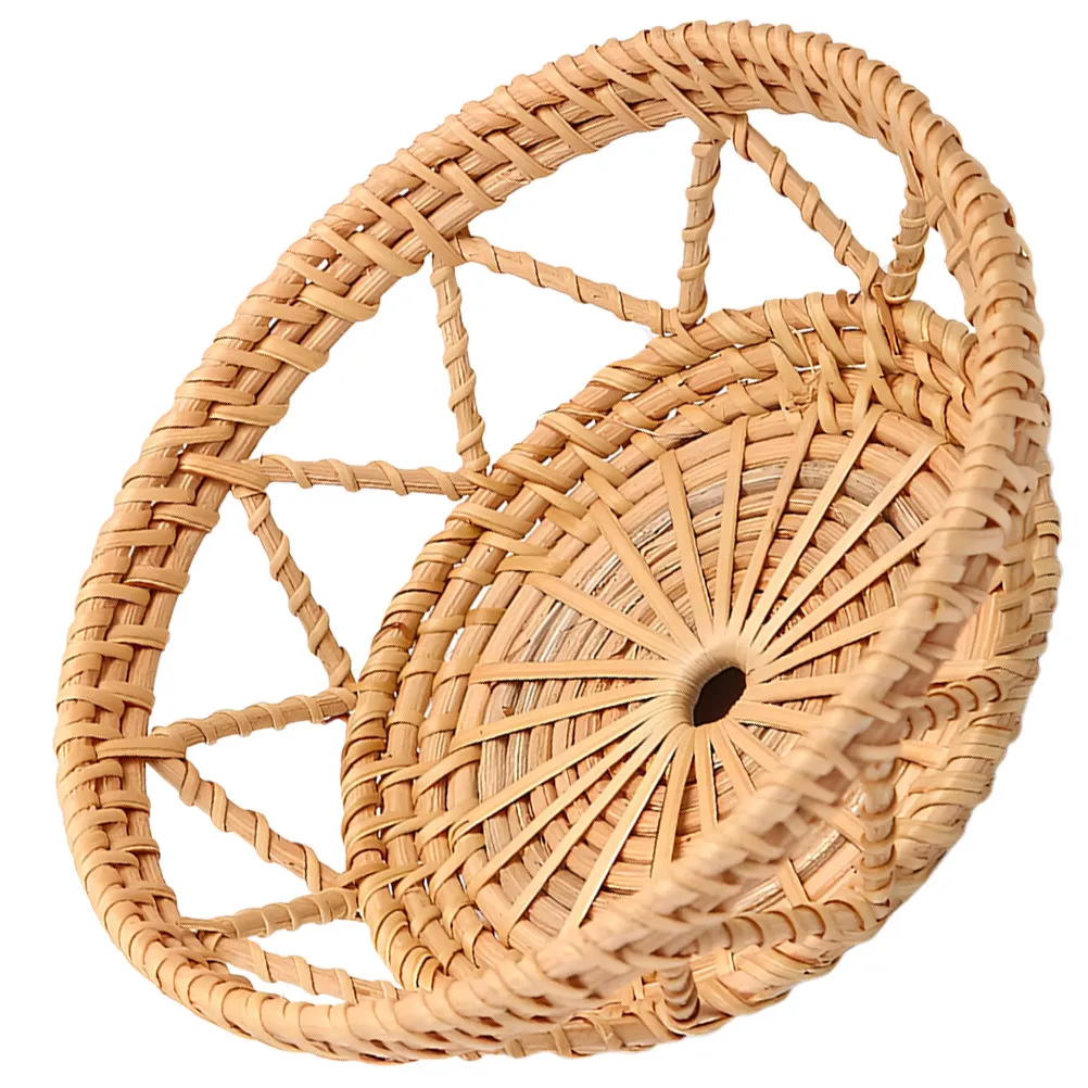 Rattan Woven Fruit Basket Natural Handwoven Storage Tray for Bread Snacks Fruits Candies Sundries Kitchen Living Room Home Decor