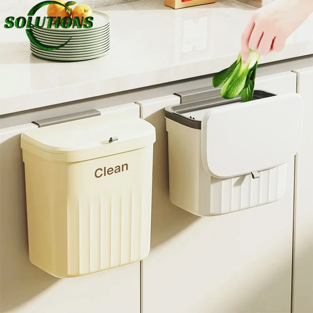 8.5/12L Hanging Trash can For Kitchen Cabinet Door Wall Mounted Recycling Garbage Basket with Lid Bathroom Kitchen Accessories