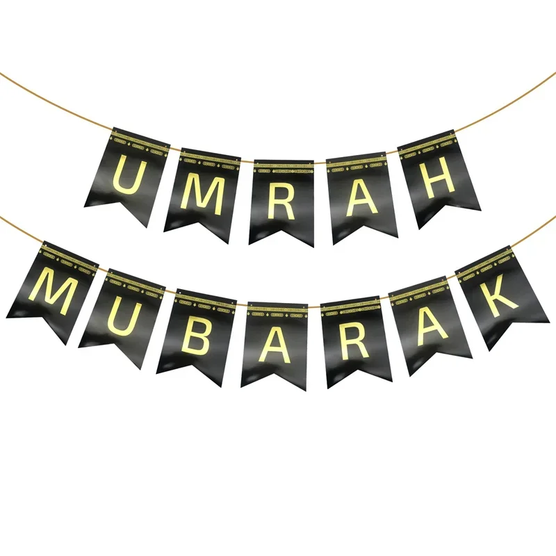 Umrah Mubarak Banner Ramazan Kareem Islamic Muslim party flags, Eid Mubarak Festival Decoration, Hajj Mubarak supplies