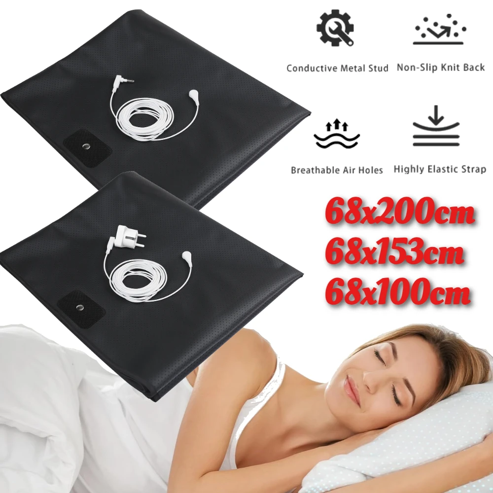 

Grounding Mat for Bed Earth Connected Bed Mat King PU Leather Grounding Therapy Mattress Cover for Better Sleep Balance