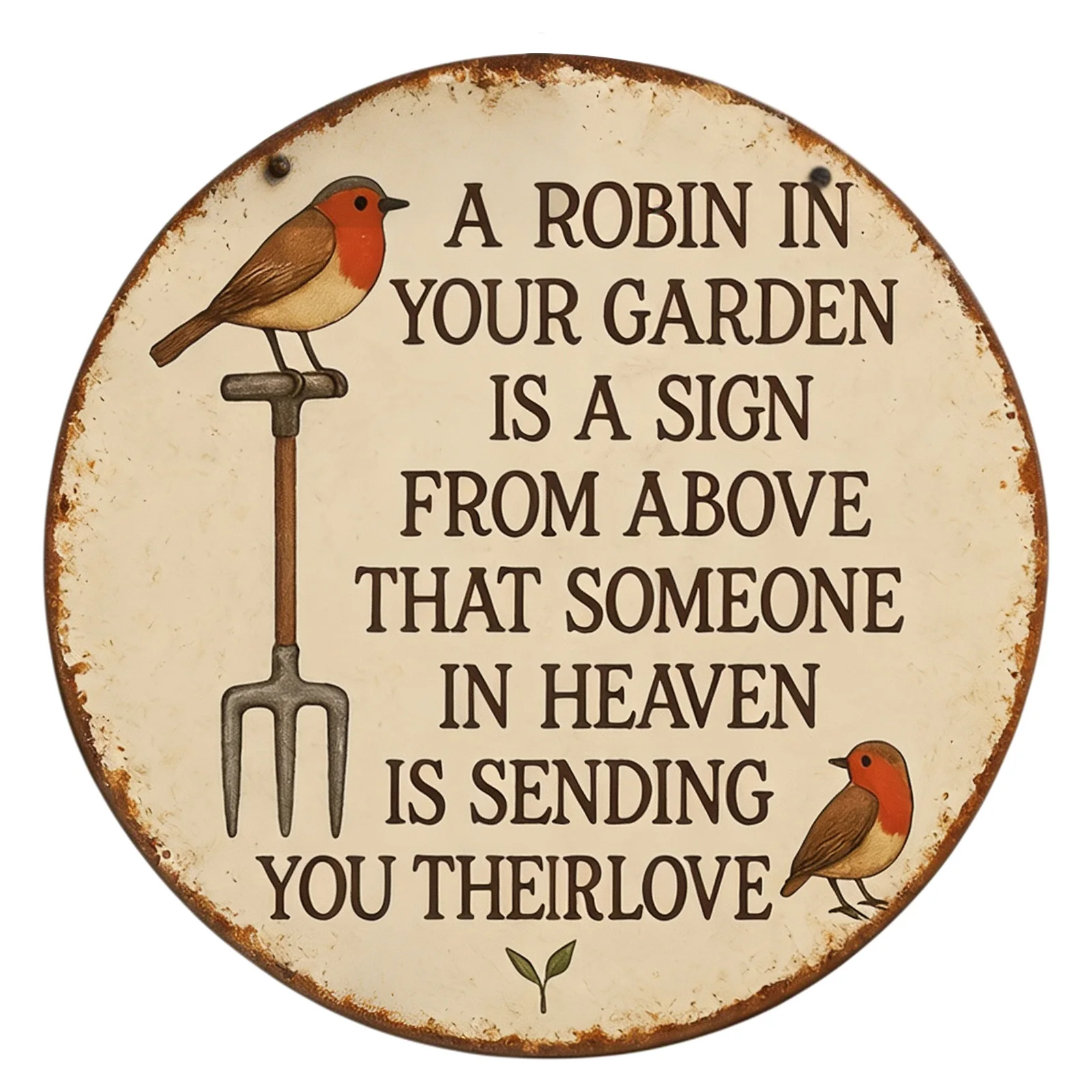 Round Rustic 20x20 Cm Vintage Robin Bird Memorial Wall Plaque Robin Round Sign for Laundry Room Wall Art Decor Gifts