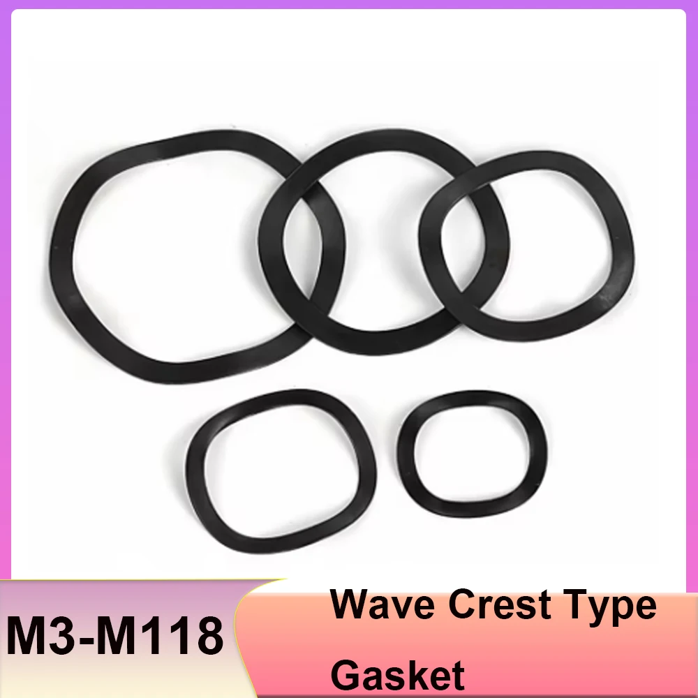 5-500Pcs M3-M118 65 Manganese Steel Wave Crest Type Gasket Spring Black Oxide Wavy Elastic Spring Shim Ring Fasteners
