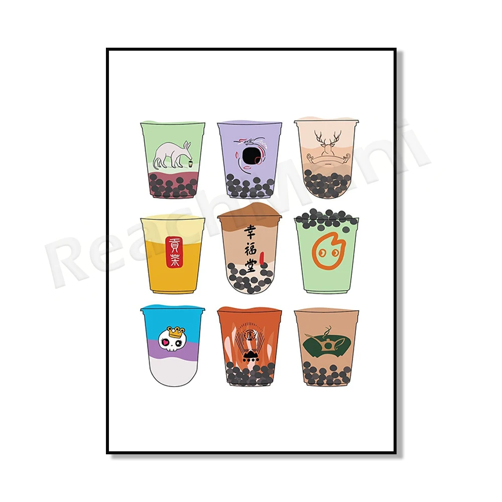 Asian Bubble Tea Lover Poster - Milk Tea & Taiwanese Food Inspired Art Print - Matcha & Korean Boba Milk Tea Design