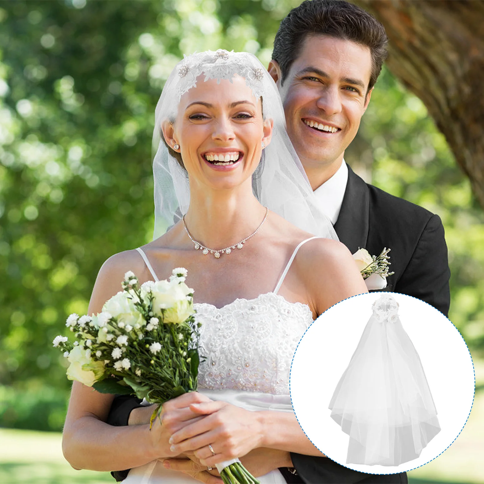 

Wedding Pearls Veil Headband Long Tulle Bridal Elegant Design Eyecatching Crowd Special Occasions Wedding Veil