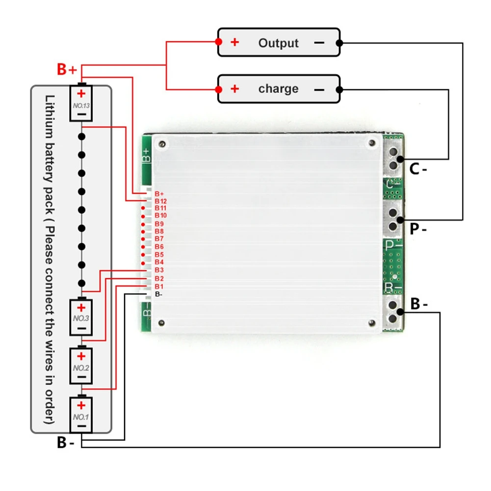 13S 54,6 V 35A Ternary-Плата защиты аккумулятора BMS с выравнивающим зарядным устройством