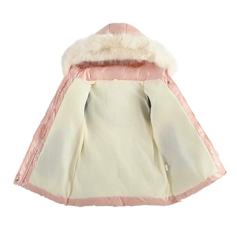 الشتاء الفتيات سترة مقاوم للماء رشاقته الدفء الفراء طوق جاكيت أطفال مقنعين سستة ملابس خارجية 3 4 5 6 7 8 سنوات الاطفال الملابس