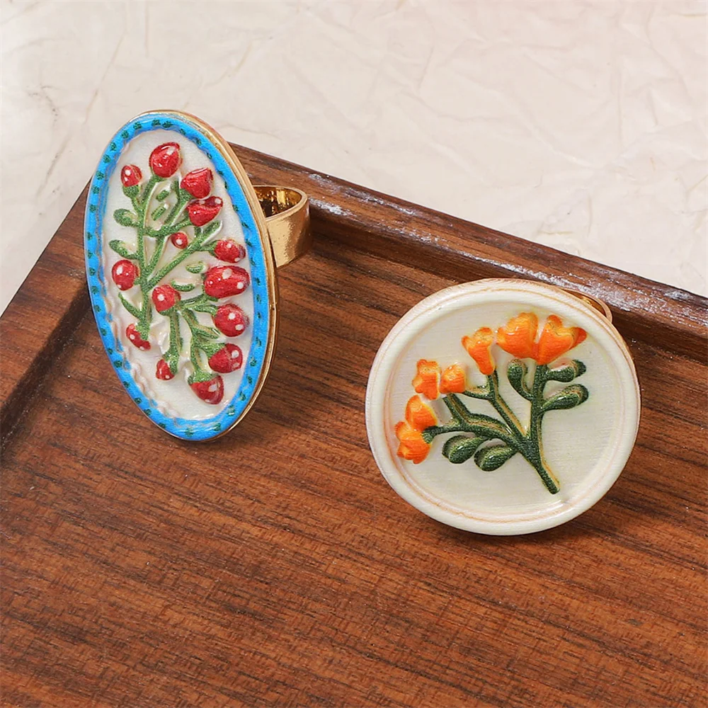 Vintage-Blumen-Relief-Offener Ring, Nischen-Persönlichkeits-Mode, Damen-Style, Zeigefingerring, Accessoires, Schmuck, Geschenke – Detail 5