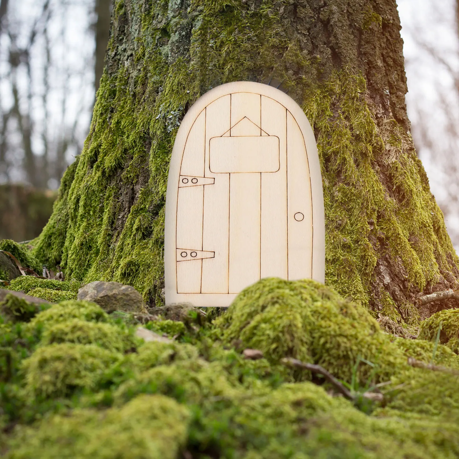 12 قطعة أبواب خرافية خشبية غير مطلية إكسسوارات حديقة مصغرة أبواب خرافية خارجية إكسسوارات حديقة مصغرة