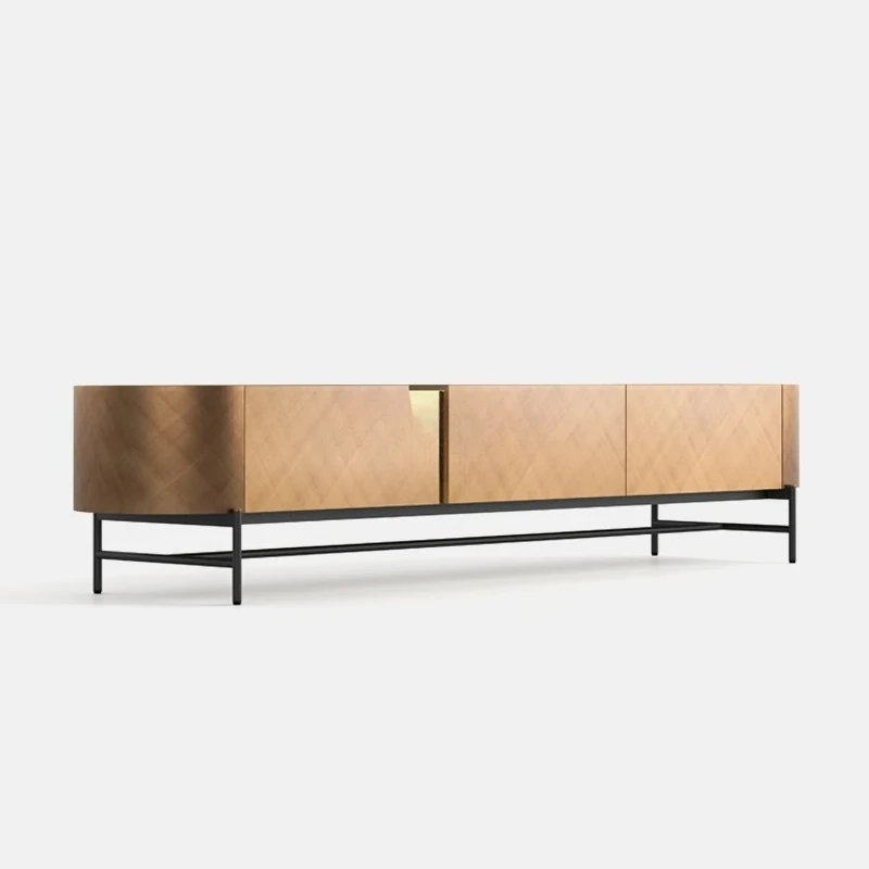 

Italian light luxury floor cabinet modern simple living room tall solid wood TV cabinet