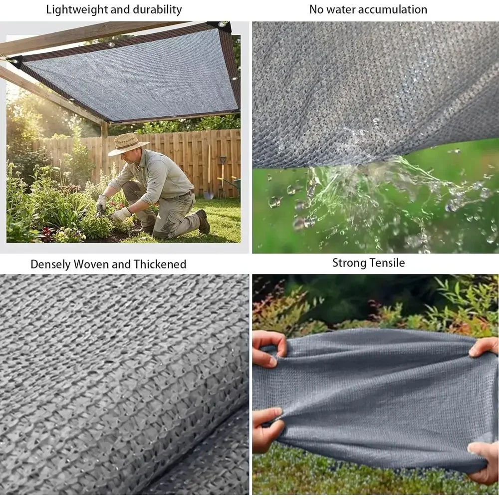 Graues Schattennetz Sonnenschutz- und Wärmeisolationsnetz, dichteres, dickeres und atmungsaktives Schattennetz für Dachterrassen und Außenbereiche. – Detail 5