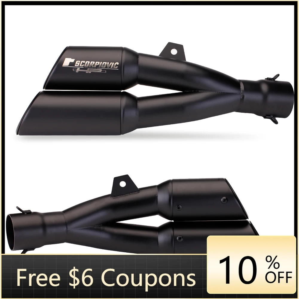 

Глушитель выхлопной трубы мотоцикла STLF без шнуровки на выхлопную систему мотоцикла/скутера из нержавеющей стали с двойным выходом