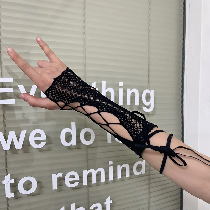 

Vintage Lace Crossover Thin Cuffs Millennial Y2k Tie Diy Concealer Women's Gloves Bridal Wedding Decoration Arm Sleeves