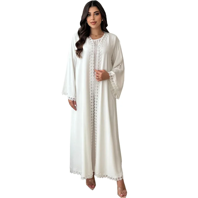 Ramadan Muslim Luxury Fashion Coat Middle East Dubai White Robe Women's New Islamic Arab Outerwear Abaya Dress